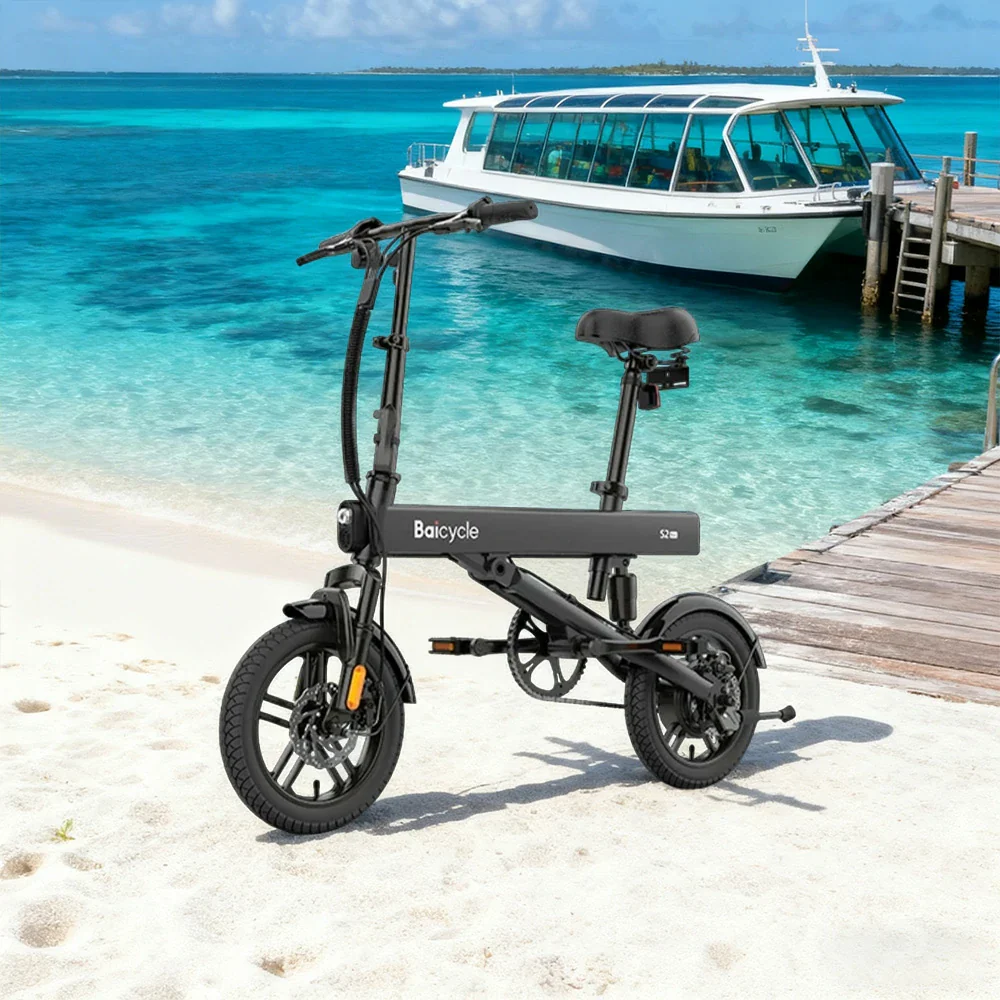 VOLTUS Folding Electric Bike 36V400W Brushless Motor Aluminium Alloy Frame Dual Suspension Dual Disc Brakes with Comfort Saddle Upgrade - Black - Image 2