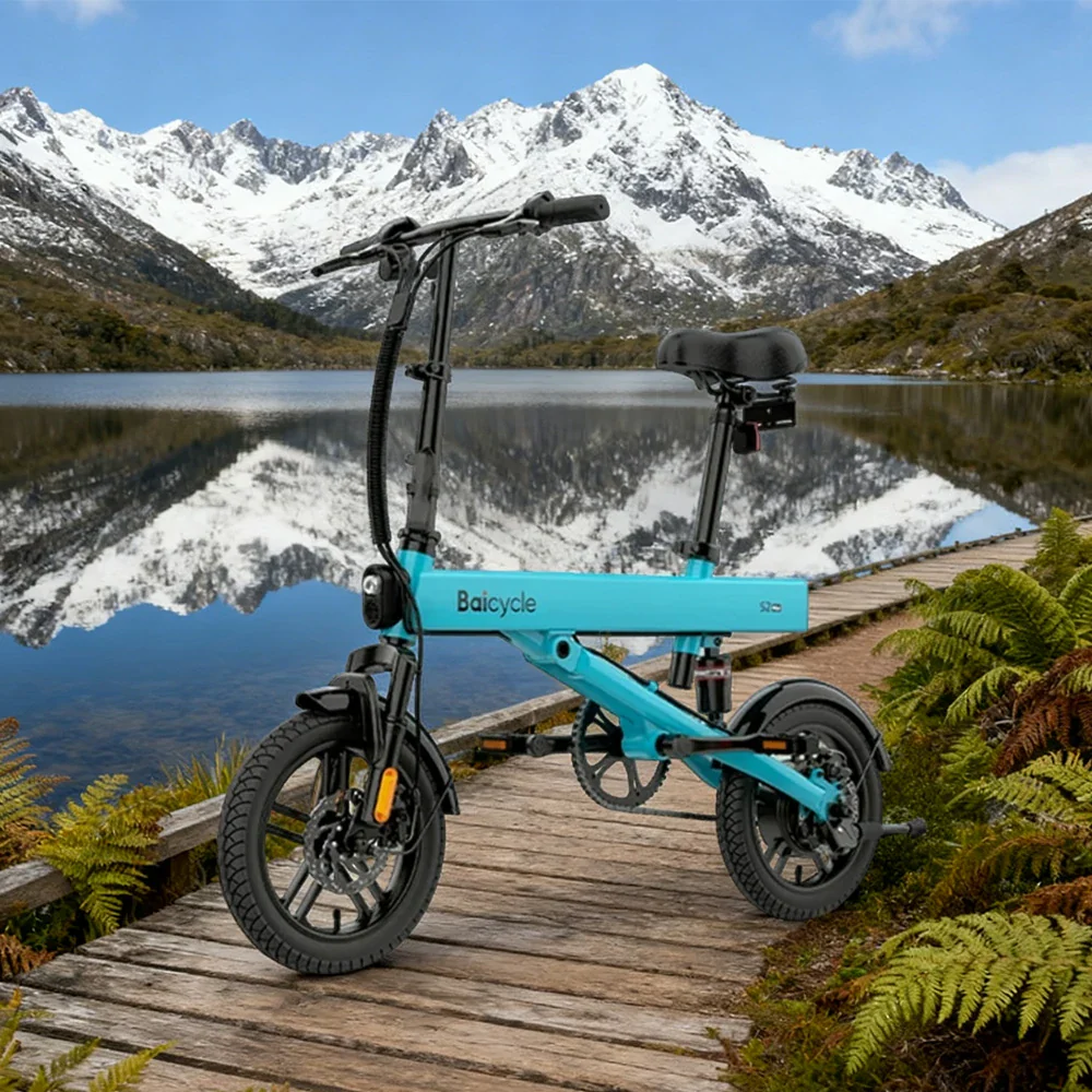 VOLTUS Folding Electric Bike 36V400W Brushless Motor Aluminium Alloy Frame Dual Suspension Dual Disc Brakes with Comfort Saddle Upgrade - Blue - Image 4