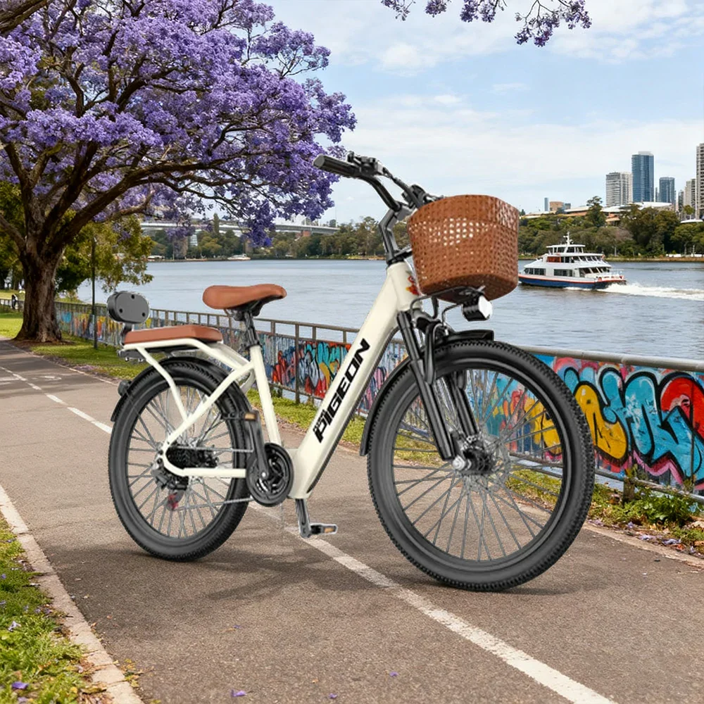 VOLTUS Electric Bike 400W Speed-Assist Motor Carbon Alloy Frame 24-Inch Spoked Wheel Multi-Capacity Battery with Energy Recovery System - Khaki - Image 2