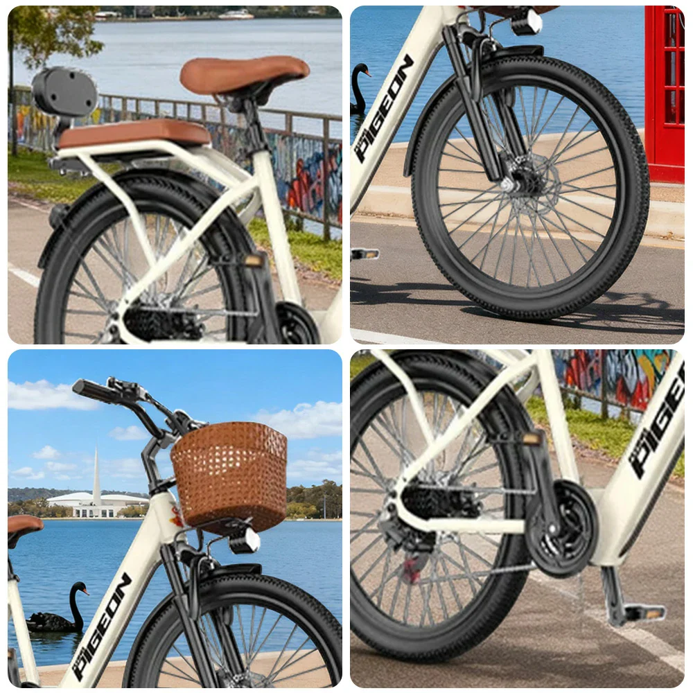 VOLTUS Electric Bike 400W Speed-Assist Motor Carbon Alloy Frame 24-Inch Spoked Wheel Multi-Capacity Battery with Energy Recovery System - Khaki - Image 3