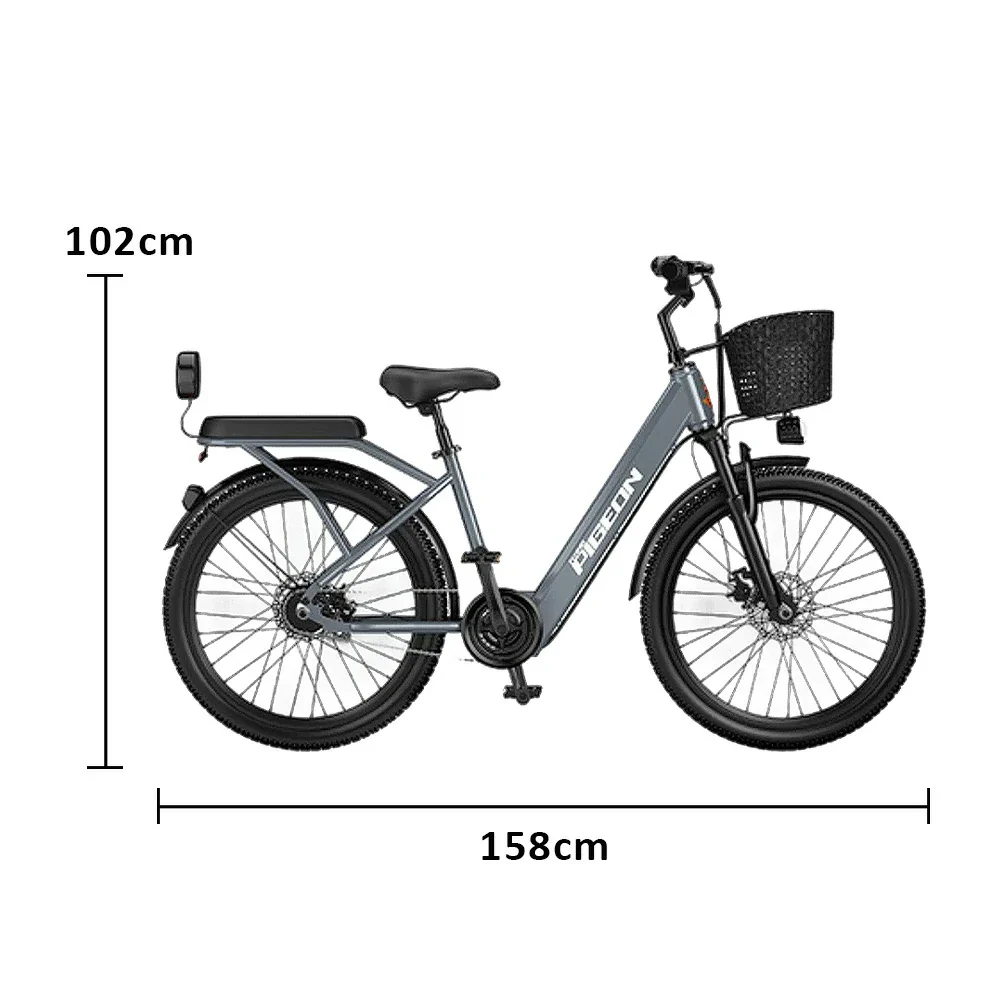 VOLTUS Electric Bike 400W Speed-Assist Motor Carbon Alloy Frame 24-Inch Spoked Wheel Multi-Capacity Battery with Energy Recovery System - Grey - Image 5