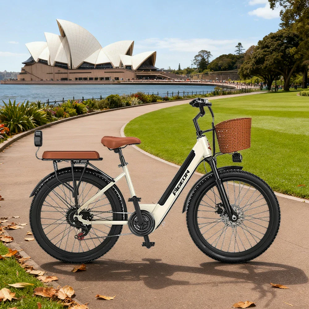 VOLTUS Folding Electric Bike 400W Motor Carbon Alloy Frame Shimano 7-Speed 24-Inch Spoked Wheels with Energy Recovery System - Khaki - Image 4