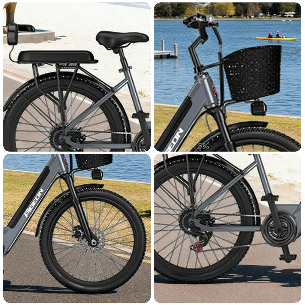 VOLTUS Folding Electric Bike 400W Motor Carbon Alloy Frame Shimano 7-Speed 24-Inch Spoked Wheels with Energy Recovery System - Grey - Image 3
