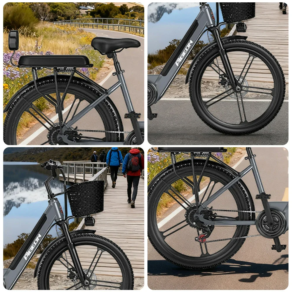 VOLTUS Folding Electric Bike 400W Motor Carbon Alloy Frame Shimano 7-Speed 24-Inch Magnesium Alloy Integrated Wheels with Energy Recovery System - Grey - Image 3