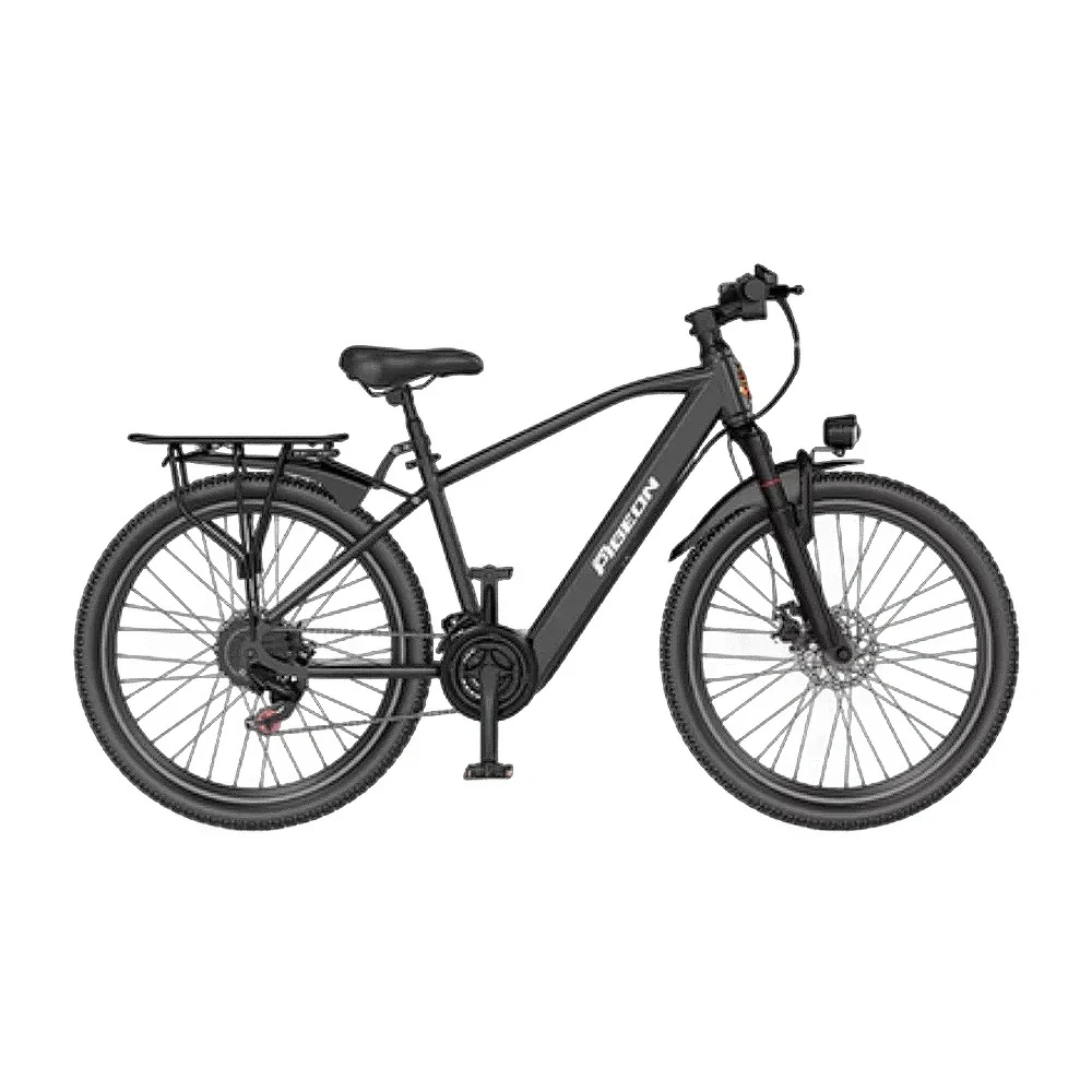 VOLTUS Electric Bike 400W Motor Carbon Alloy Frame Shimano 21-Speed 26-Inch Spoked Wheels with Dual Suspension - Black