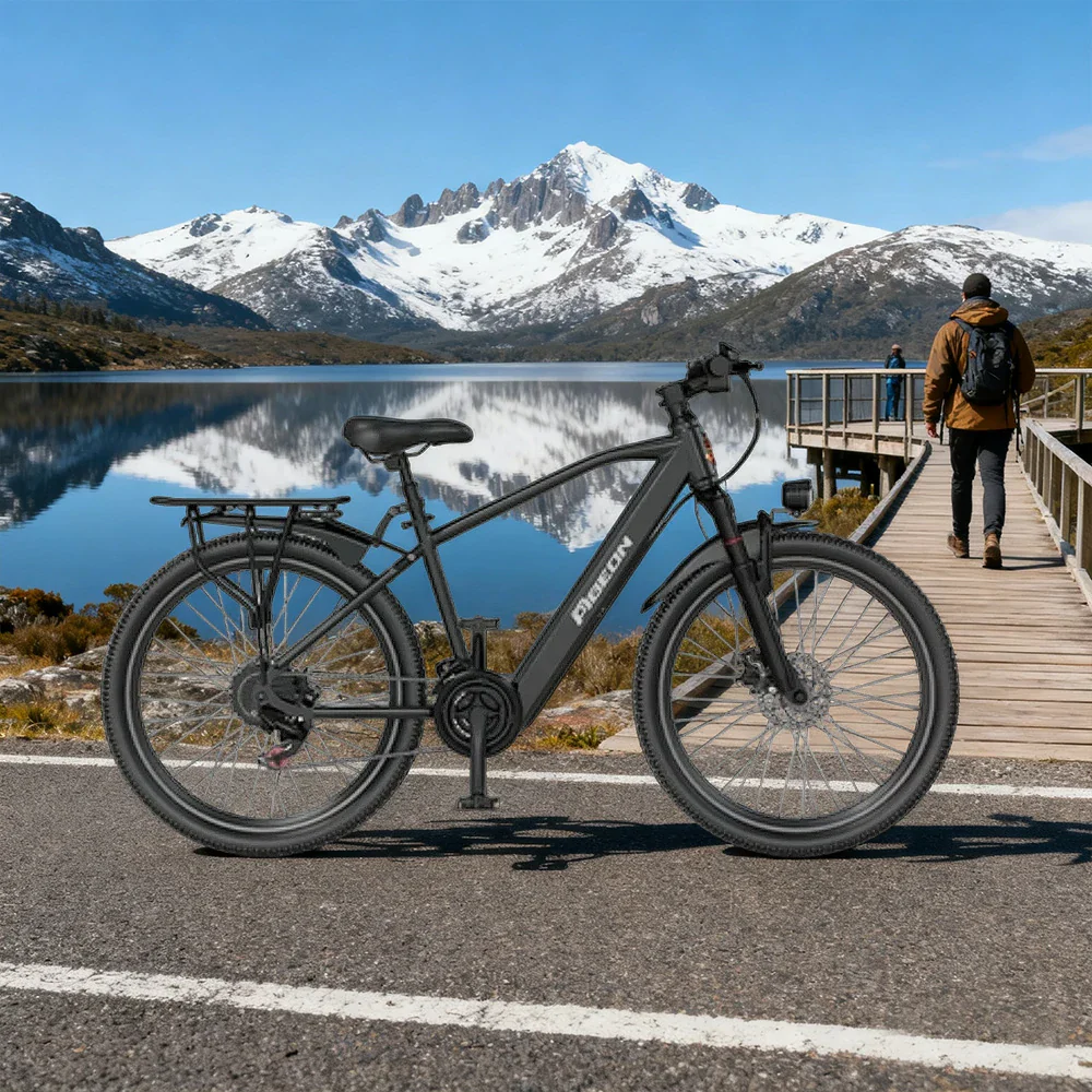 VOLTUS Electric Bike 400W Motor Carbon Alloy Frame Shimano 21-Speed 26-Inch Spoked Wheels with Dual Suspension - Black - Image 2