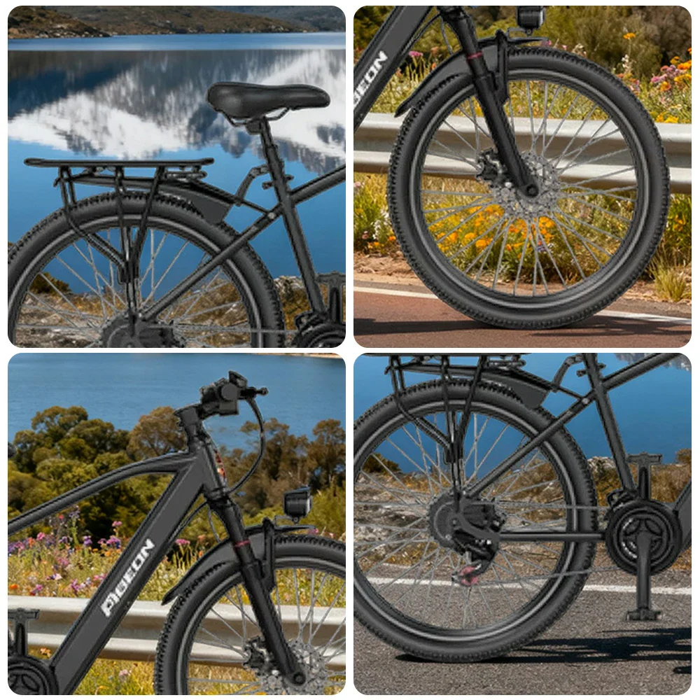 VOLTUS Electric Bike 400W Motor Carbon Alloy Frame Shimano 21-Speed 26-Inch Spoked Wheels with Dual Suspension - Black - Image 3
