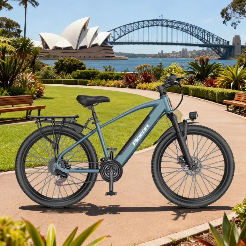 VOLTUS Electric Bike Carbon Alloy Frame Shimano 7-Speed 26-Inch Spoked Wheels with Dual Suspension and Removable Lithium Battery - Blue - Image 2