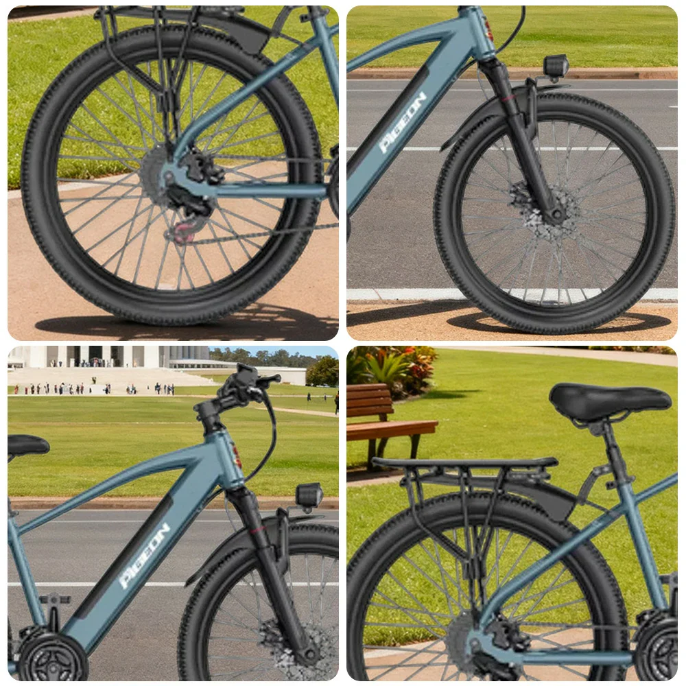 VOLTUS Electric Bike Carbon Alloy Frame Shimano 7-Speed 26-Inch Spoked Wheels with Dual Suspension and Removable Lithium Battery - Blue - Image 3