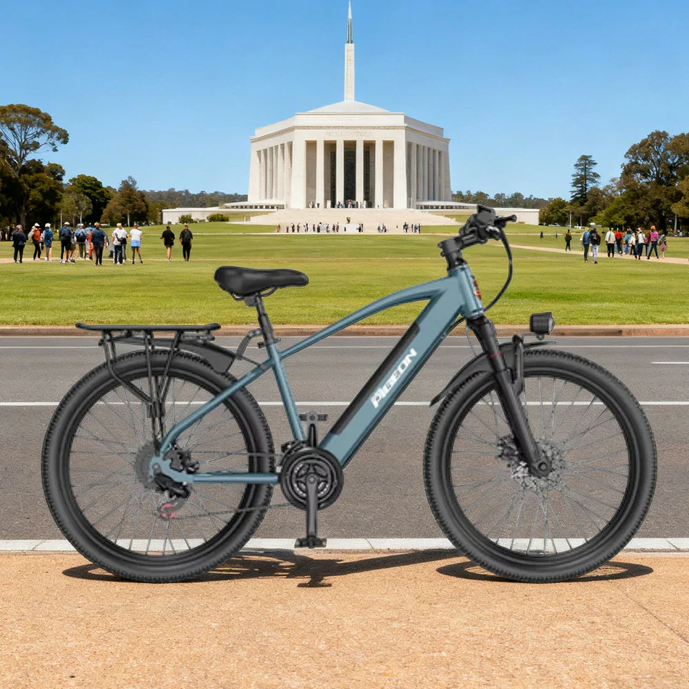 VOLTUS Electric Bike Carbon Alloy Frame Shimano 7-Speed 26-Inch Spoked Wheels with Dual Suspension and Removable Lithium Battery - Blue - Image 4