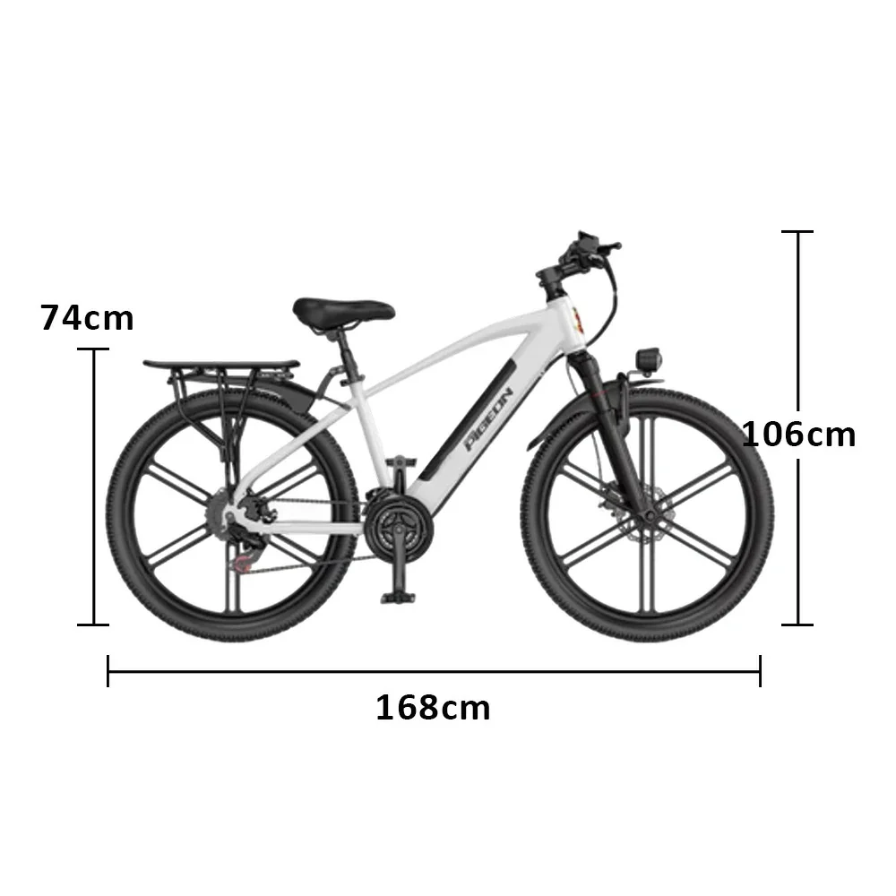 VOLTUS Electric Bike Carbon Alloy Frame Shimano 7-Speed 26-Inch Magnesium Alloy Integrated Wheels with Dual Suspension and Removable Lithium Battery - White - Image 5