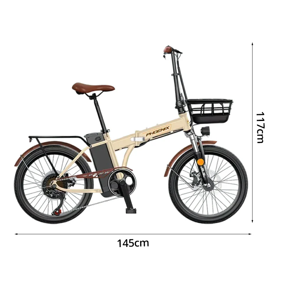 VOLTUS Electric Bike 48V 15/20AH Lithium Battery, High-Torque Motor, Dual Disc Brakes, Carbon Steel Frame, Quick-Fold Design, 20-Inch Spoke Wheels - Beige - Image 5
