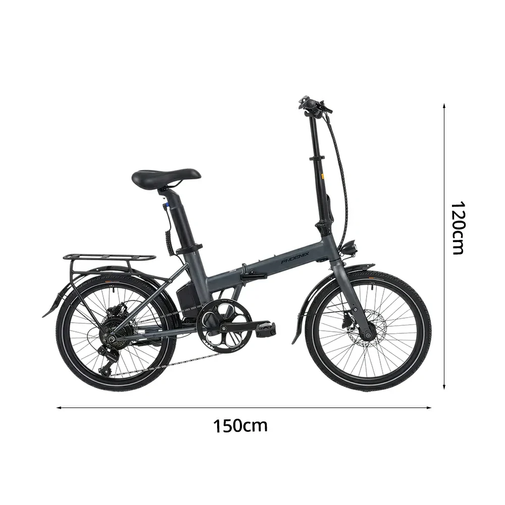 VOLTUS Electric Bike 36V 8/12AH 350W Motor, Shimano 7-Speed, High-Carbon Steel Frame, Removable Battery, LED Light, Foldable, 20-Inch Wheels - Grey - Image 5