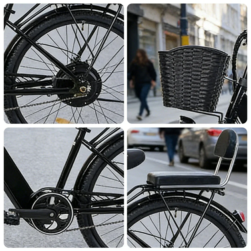 VOLTUS Electric Bike 36V 15/20AH Motor, Single-Speed, High-Carbon Steel Frame, Lithium Battery, Disc Brakes, 26-Inch Wheels - Black - Image 3