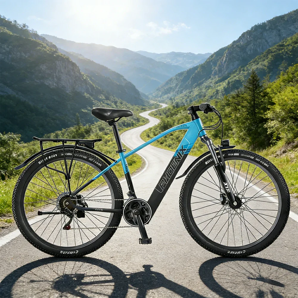 VOLTUS 26-Inch Electric Bike, 48V400W Motor, 21-Speed Gears, High Carbon Steel Frame, Spoked Wheels, Hidden Waterproof Battery - Blue - Image 2