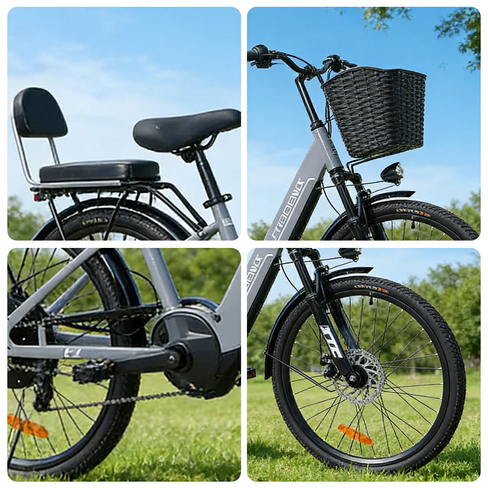VOLTUS 26-Inch Electric Bike, 48V400W Motor, 21-Speed Gears, High Carbon Steel Frame, Spoked Wheels, Hidden Waterproof Battery - Blue - Image 3