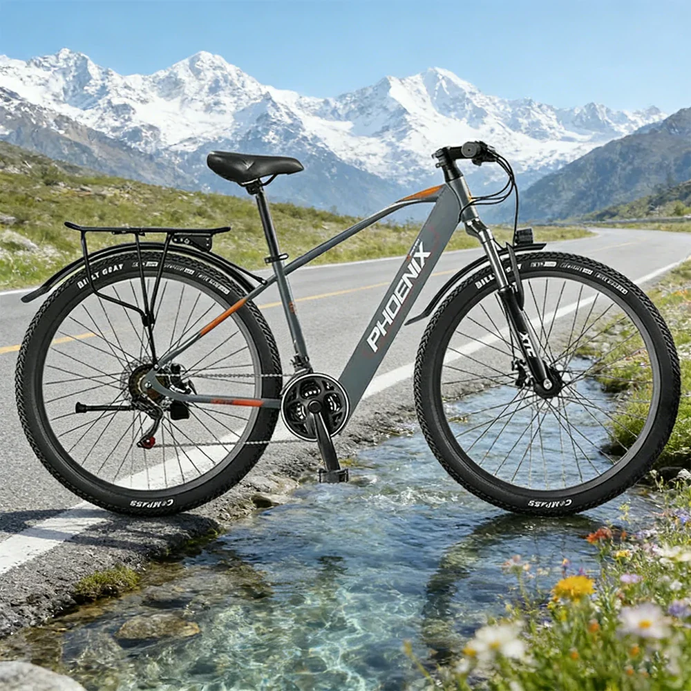 VOLTUS 26-Inch Electric Bike, 48V400W Motor, 21-Speed Gears, High Carbon Steel Frame, Spoked Wheels, Hidden Waterproof Battery - Grey - Image 2