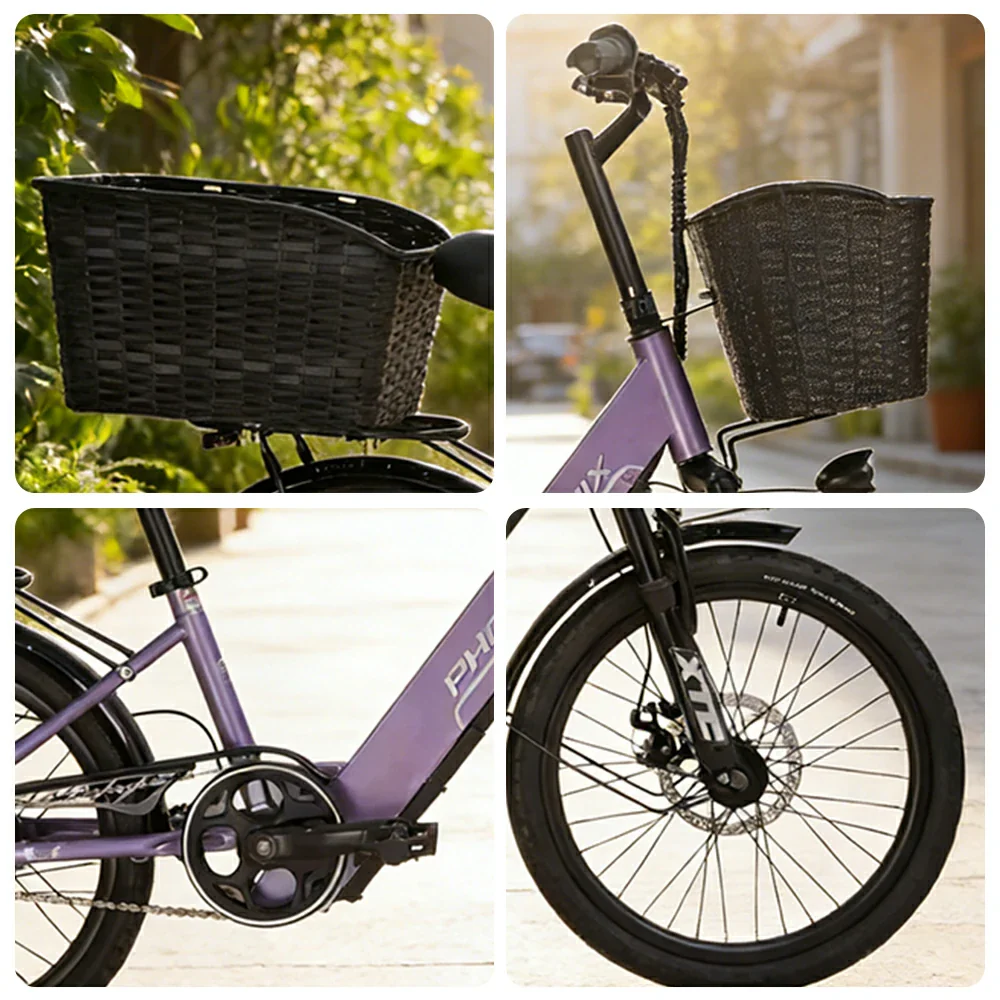 VOLTUS 20-Inch Electric Bike, 350W Rear Motor, Dual Disc Brakes, High Carbon Steel Frame, Spoked Wheels, Hidden Waterproof Battery with Rear Rack - Purple - Image 3
