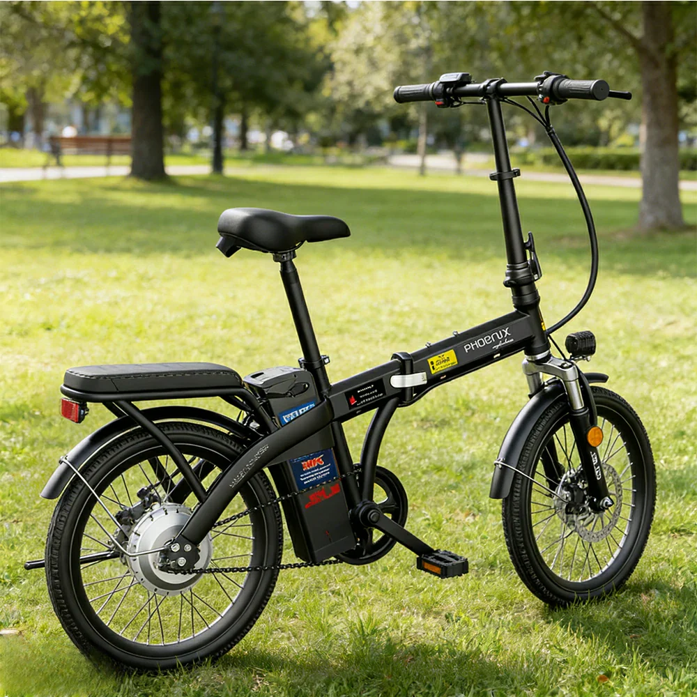 VOLTUS Folding Electric Bike, 48V Battery, Brushless Motor, Dual Disc Brakes, High Carbon Steel Frame, LCD Display, Spoked Wheels - Black - Image 2
