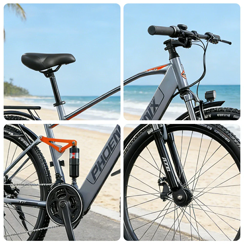VOLTUS 26-Inch Electric Bike, 48V400W Motor, 21-Speed Gears, High Carbon Steel Frame, Dual Suspension, Hidden Waterproof Battery, Spoked Wheels - Image 3