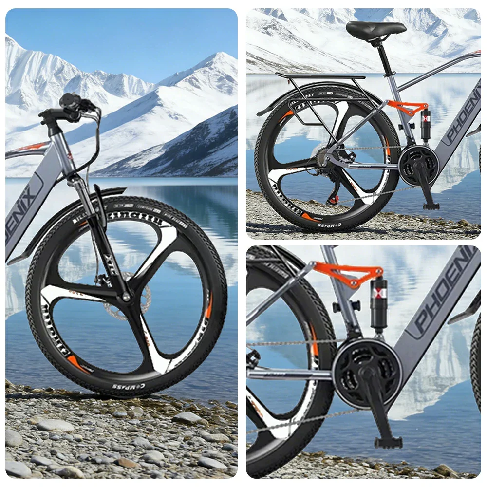 VOLTUS 26-Inch Electric Bike, 48V400W Motor, 21-Speed Gears, High Carbon Steel Frame, Dual Suspension, Hidden Waterproof Battery, One-Piece Wheels - Image 3