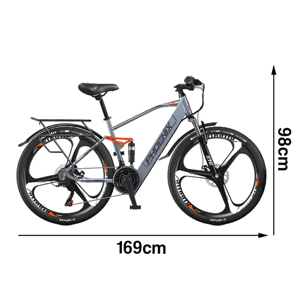 VOLTUS 26-Inch Electric Bike, 48V400W Motor, 21-Speed Gears, High Carbon Steel Frame, Dual Suspension, Hidden Waterproof Battery, One-Piece Wheels - Image 5