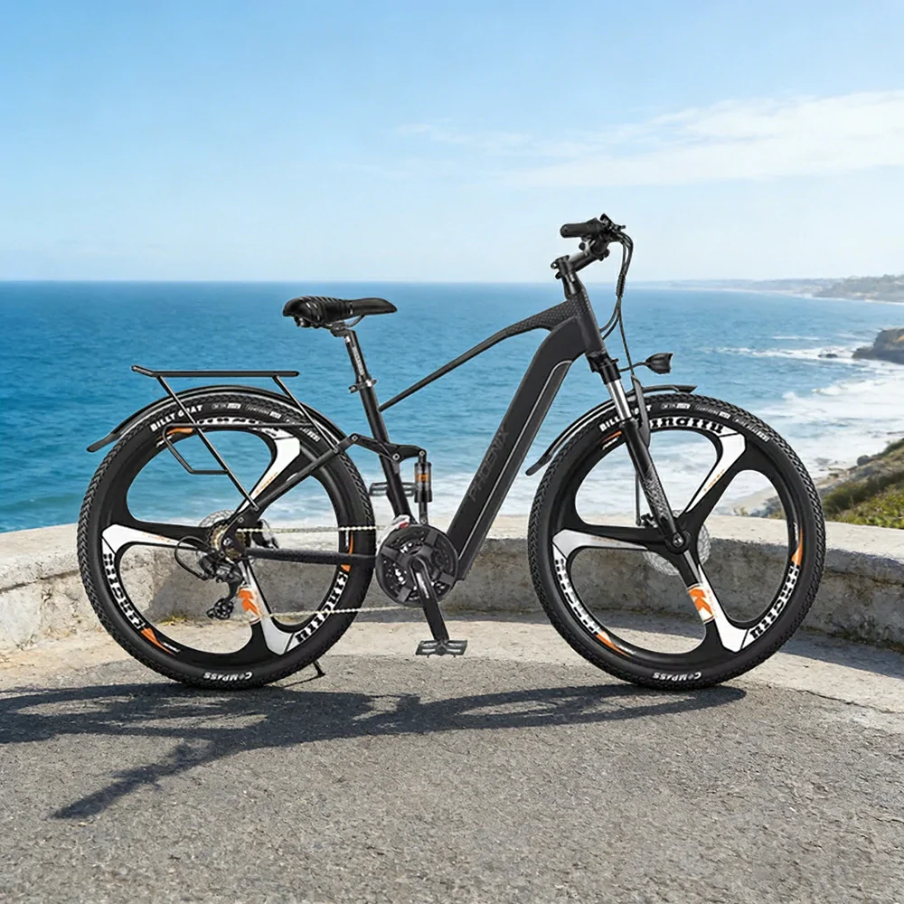 VOLTUS 26-Inch Electric Bike, 48V400W Motor, Shimano 21-Speed Gears, Aluminium Alloy Frame, Smart LCD Display, Dual Suspension, Three-Spoke Wheels - Black - Image 4