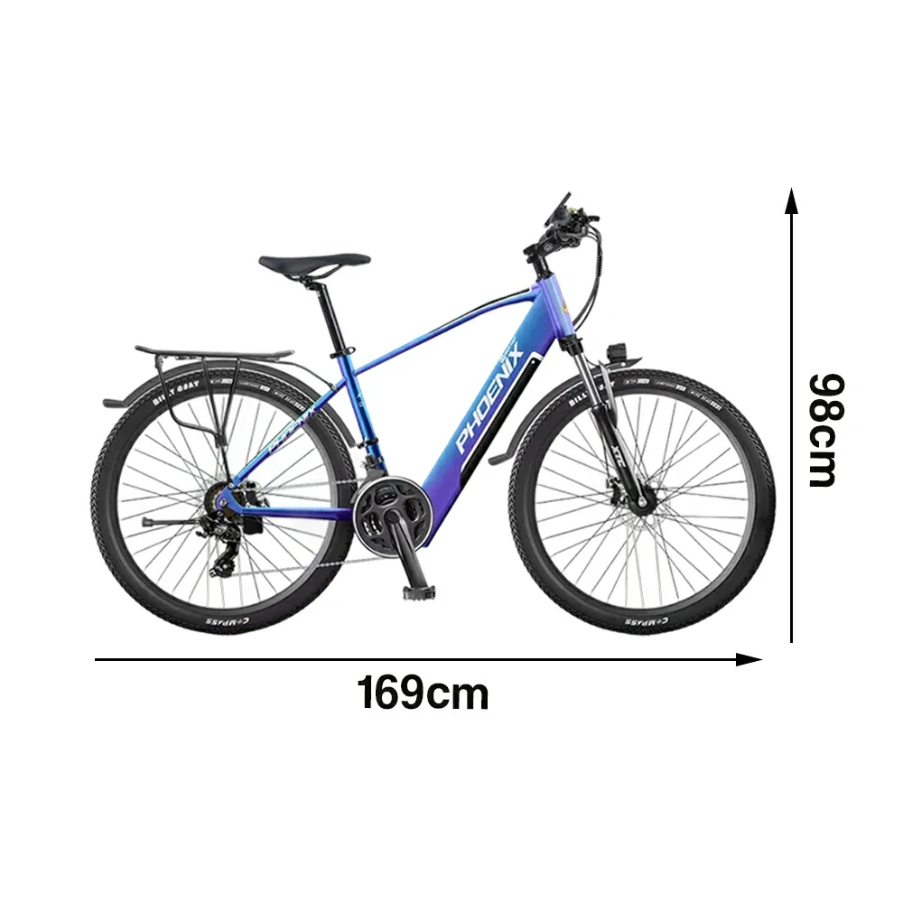VOLTUS 26-Inch Electric Bike, 48V400W Brushless Motor, 21-Speed Gears, Aluminium Alloy Frame, Hidden Waterproof Battery, Spoked Wheels - Blue&Purple - Image 5