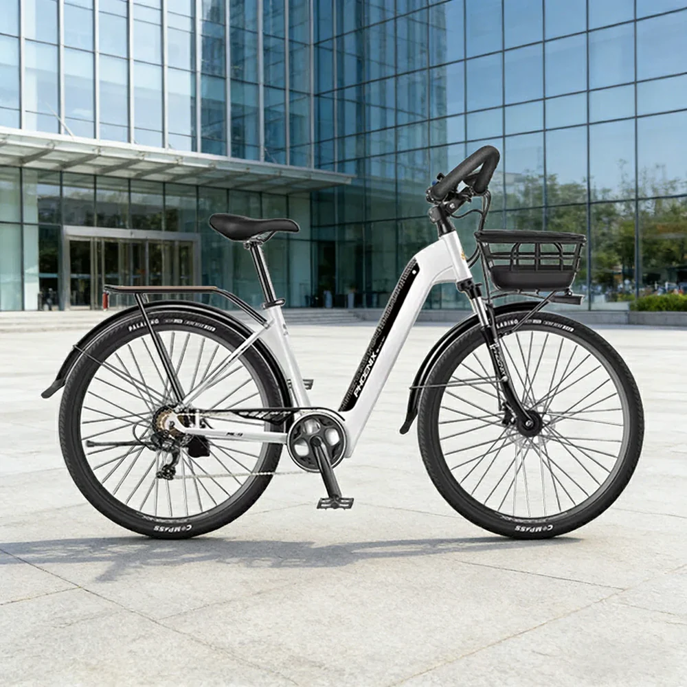 VOLTUS 700C Electric Road Bike, 48V400W Brushless Motor, Shimano 7-Speed Gears, Aluminium Alloy Frame, Hidden Battery, Spoked Wheels - Black&White - Image 4