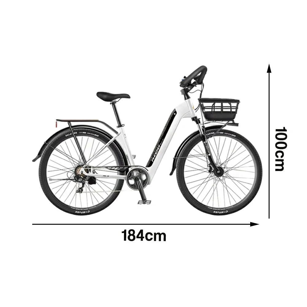 VOLTUS 700C Electric Road Bike, 48V400W Brushless Motor, Shimano 7-Speed Gears, Aluminium Alloy Frame, Hidden Battery, Spoked Wheels - Black&White - Image 5