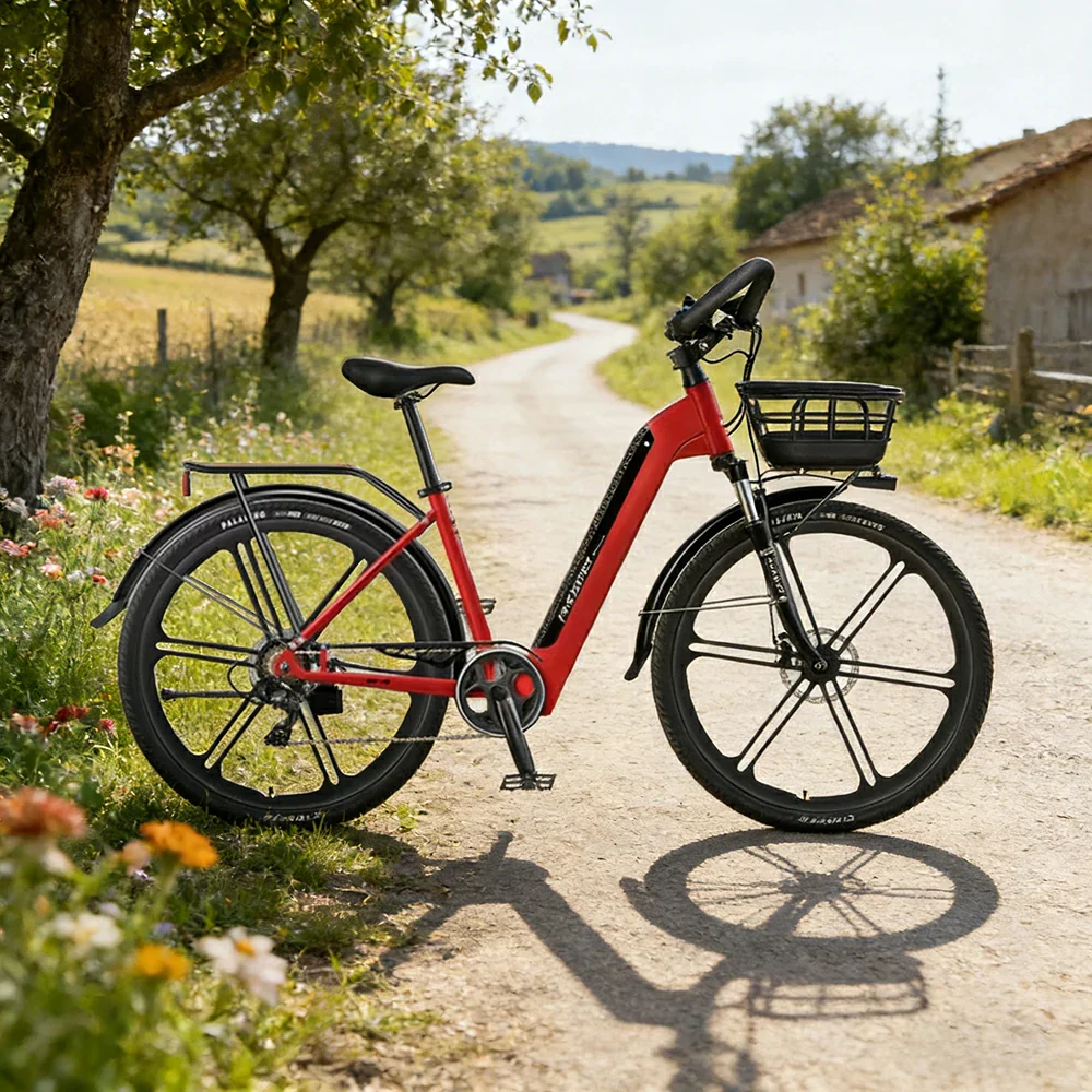 VOLTUS 700C Electric Road Bike, 48V400W Brushless Motor, Shimano 7-Speed Gears, Aluminium Alloy Frame, Hidden Battery, 12-Spoke Wheels - Black&Red - Image 4