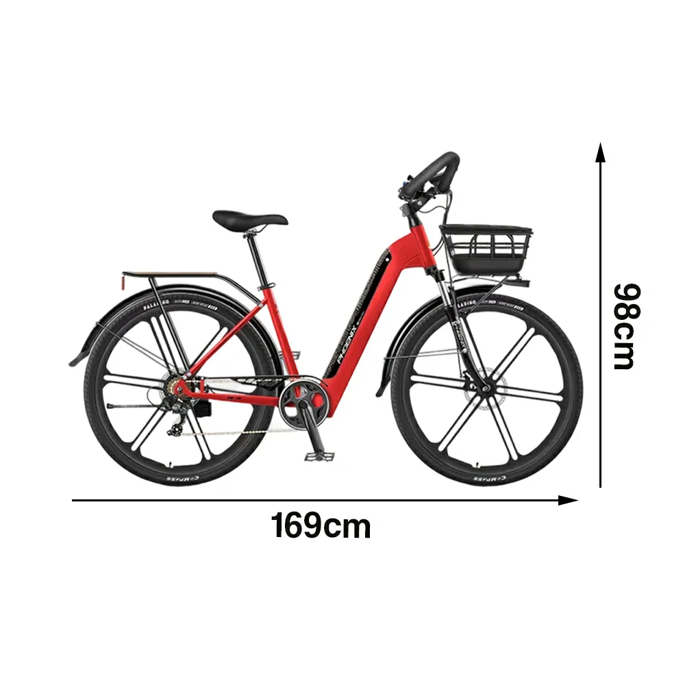 VOLTUS 700C Electric Road Bike, 48V400W Brushless Motor, Shimano 7-Speed Gears, Aluminium Alloy Frame, Hidden Battery, 12-Spoke Wheels - Black&Red - Image 5