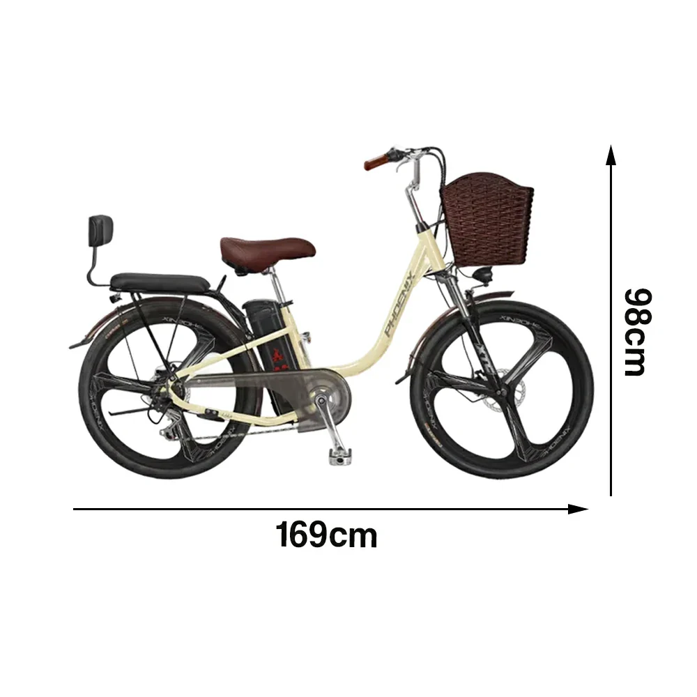 VOLTUS 26-Inch Electric Bike, 400W Brushless Motor, Shimano 7-Speed Gears, High Carbon Steel Frame, Removable 15/28AH Battery, One-Piece Wheels - Beige - Image 5