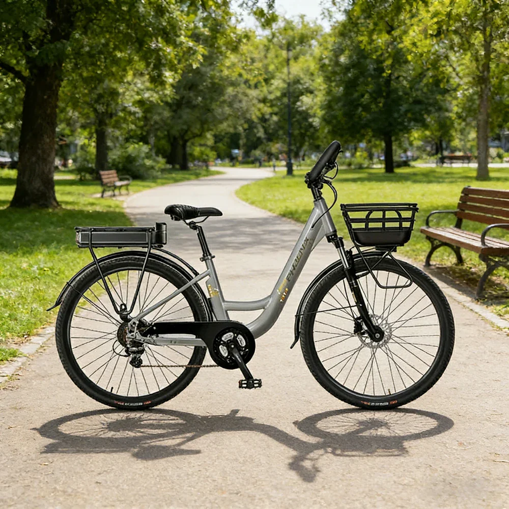 VOLTUS 26-Inch Electric Bike, 400W Motor, Shimano 7-Speed Gears, Aluminium Alloy Frame, Suspension Fork with Lockout, Removable Rear Battery - Grey - Image 2