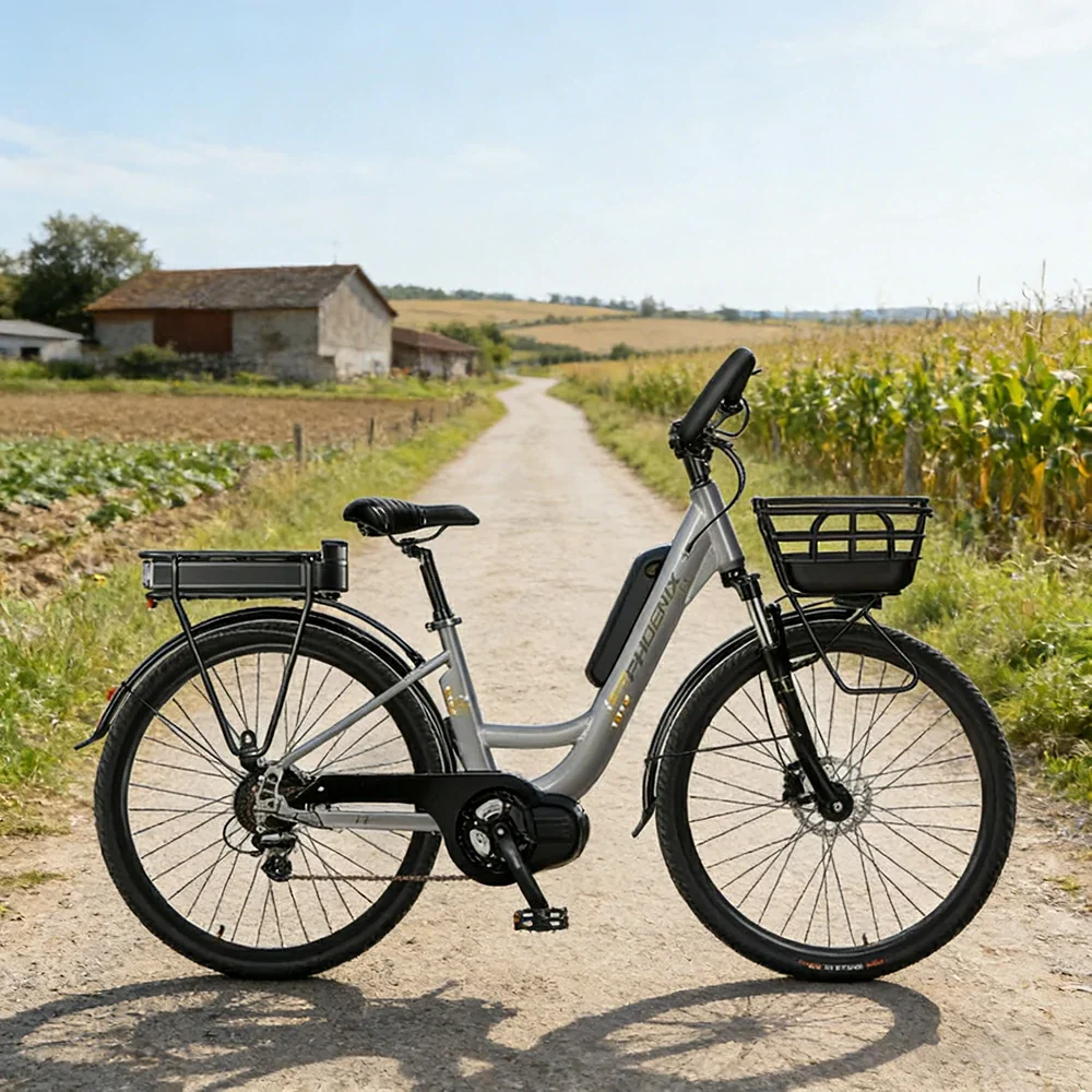 VOLTUS 26-Inch Electric Bike, 400W Motor, Shimano 7-Speed Gears, Aluminium Alloy Frame, Suspension Fork with Lockout, Removable Rear Battery - Grey - Image 4