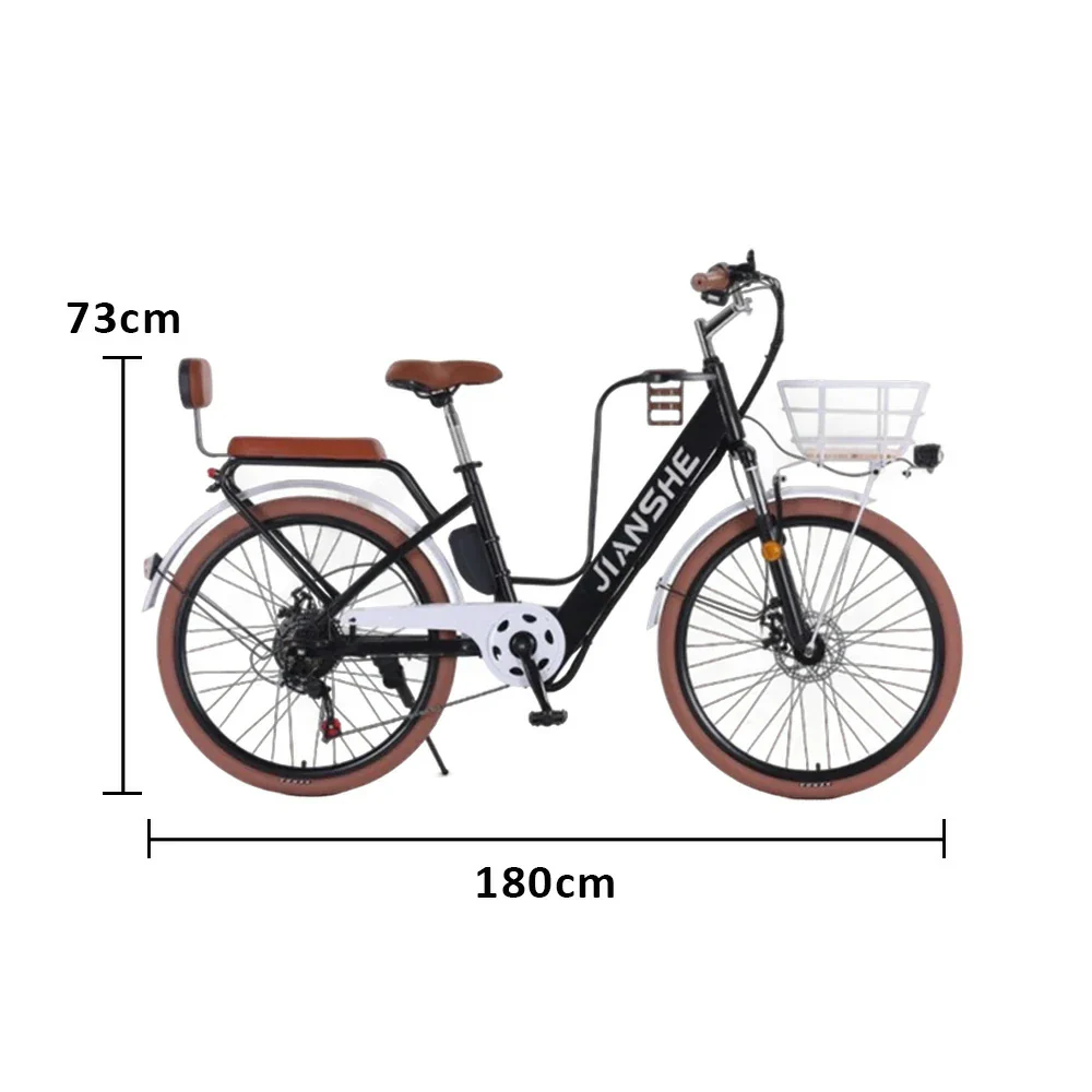 VOLTUS Electric Bike 10/25/40A 26" Tires Non-slip PVC Hydraulic Suspension, 7-Speed Gear, Hidden Lithium Battery - Black - Image 5