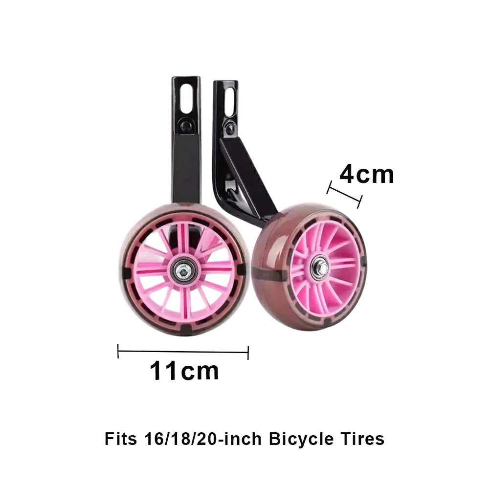 VOLTUS Kids Bicycle Training Wheels Smooth Quiet Rolling Reinforced Steel Bracket Stable Balance Support for 16/18/20 Inch Bikes - Pink - Image 5
