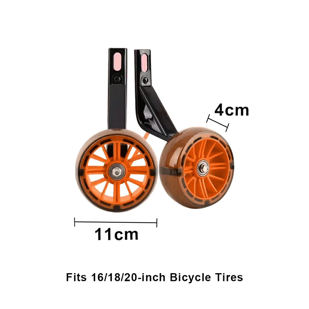 VOLTUS Kids Bicycle Training Wheels Smooth Quiet Rolling Reinforced Steel Bracket Stable Balance Support for 16/18/20 Inch Bikes - Orange - Image 5