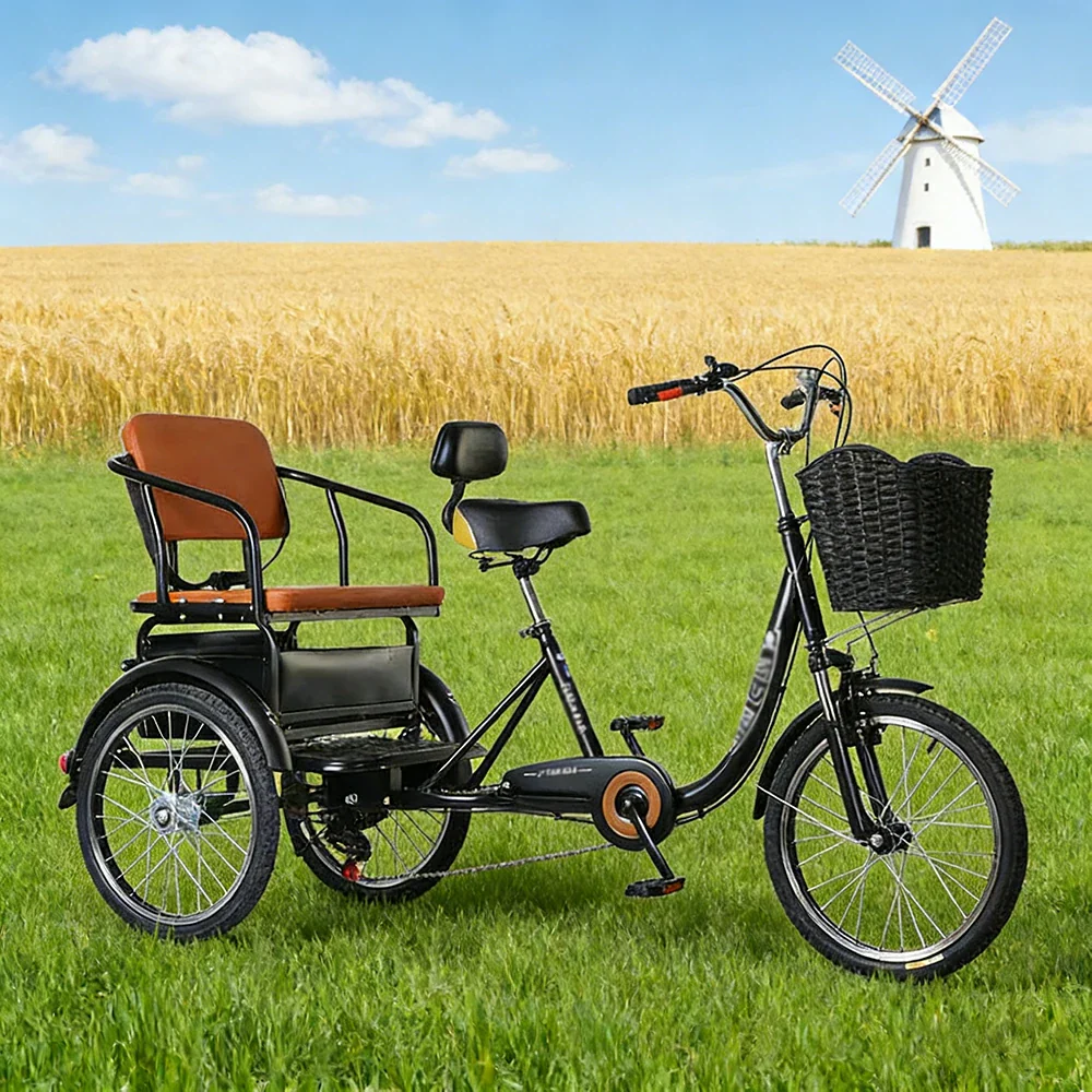 VOLTUS 20" Tricycle with Dual Suspension, Hydraulic Brakes, High Carbon Steel Frame, Ergonomic Vintage Design for Comfort and Stability - Black - Image 4