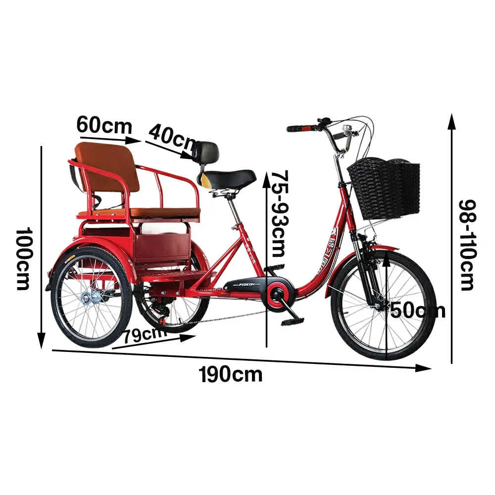 VOLTUS 20" Tricycle with Dual Suspension, Hydraulic Brakes, High Carbon Steel Frame, Ergonomic Vintage Design for Comfort and Stability - Red - Image 5