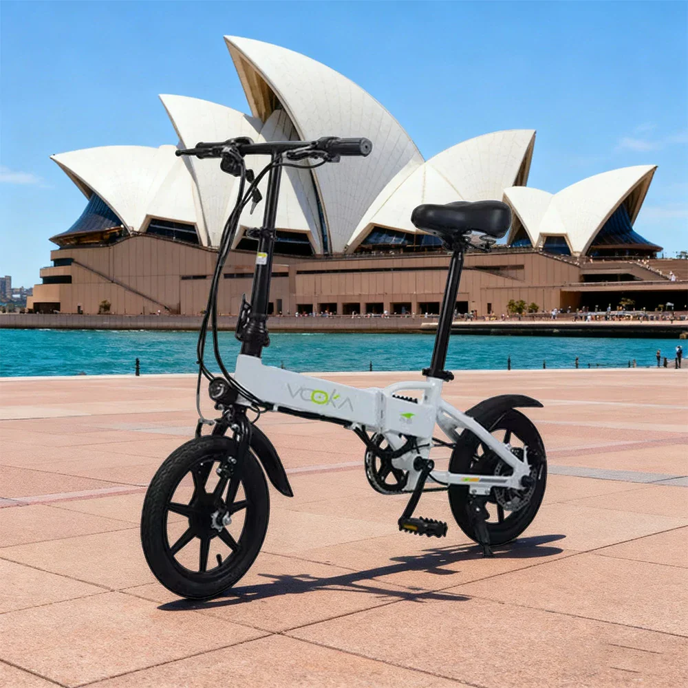 VOLTUS Electric Bike 14" Tires Hidden Lithium Battery 48V7A, Aluminum Frame, 22km Electric Range, 50km Assist Range - White - Image 4
