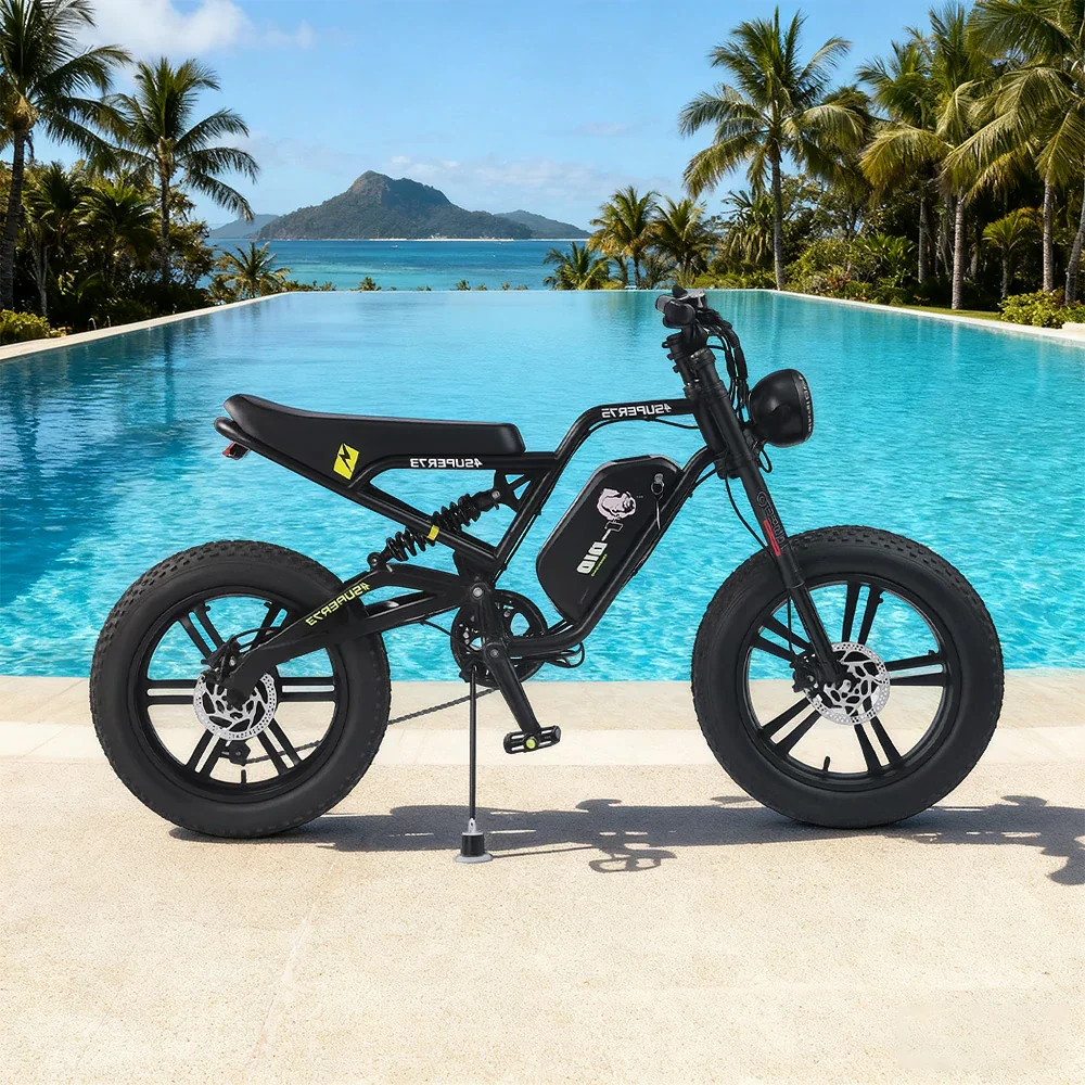 VOLTUS Z05 Electric Bike 48V13Ah 500W Fat Tyre Retro-Style E-Bike Enhanced Suspension & Steel Frame - Black - Image 4