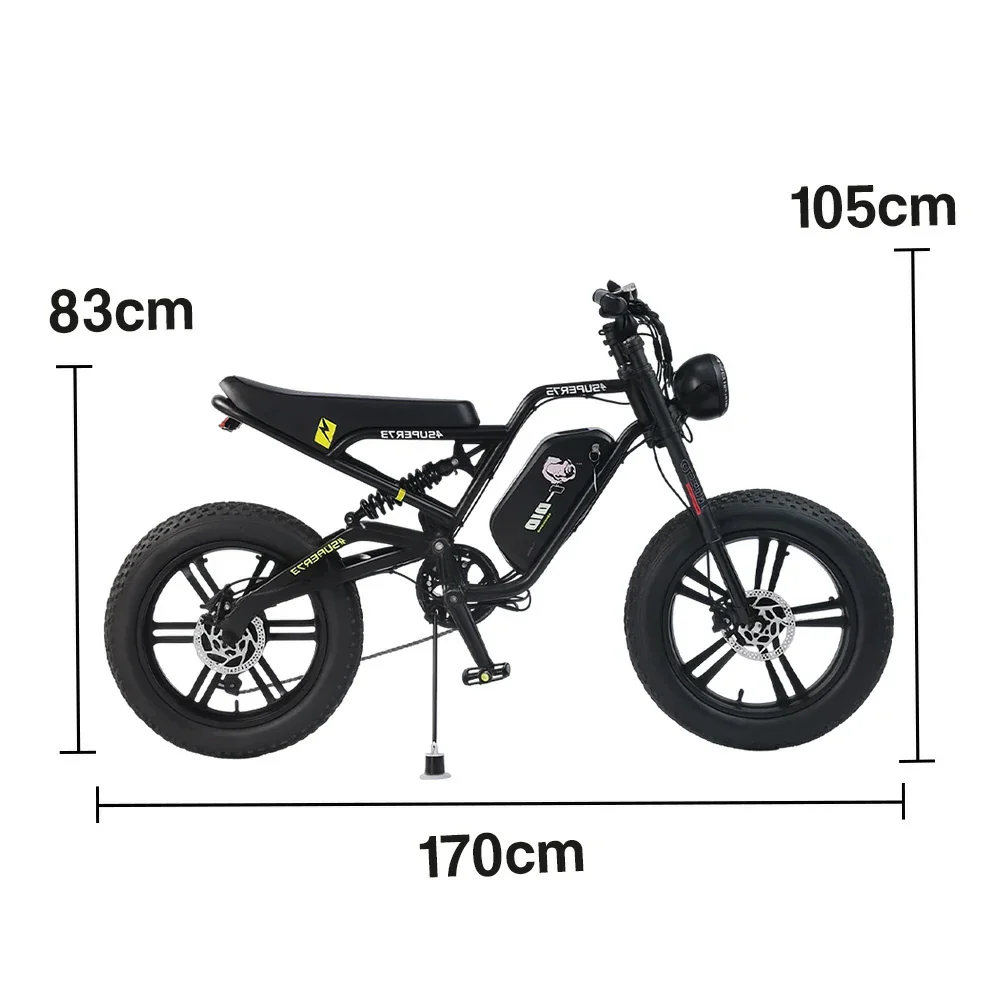 VOLTUS Z05 Electric Bike 48V13Ah 500W Fat Tyre Retro-Style E-Bike Enhanced Suspension & Steel Frame - Black - Image 5