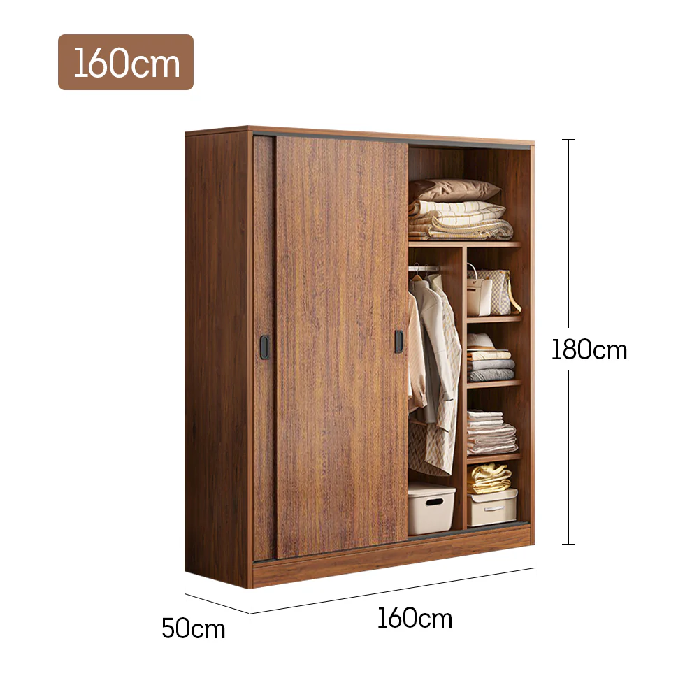 LIVARA 80/ 120/ 160CM Sliding Door Wardrobe Particle Board - Image 18