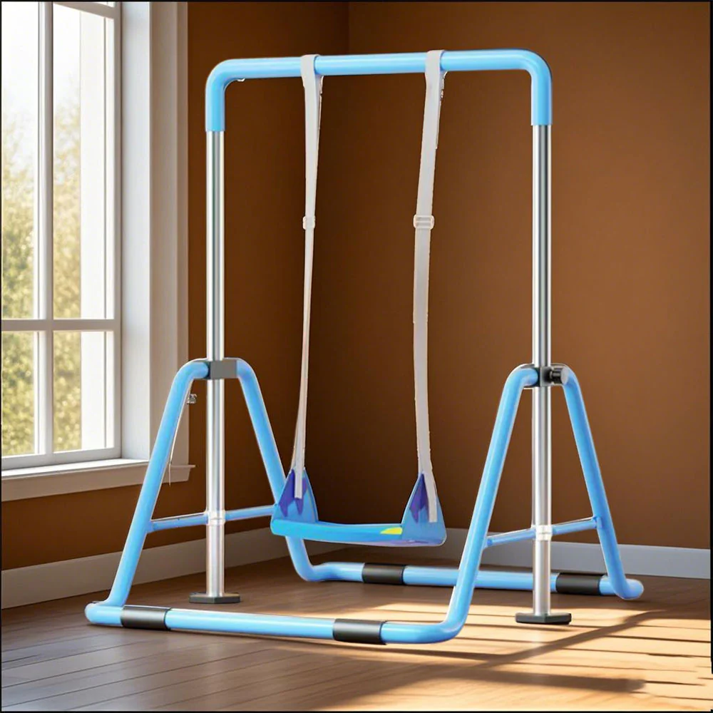 WIGLOO Adjustable Height Foldable Kids Horizontal Bar Chin Up Pull Up Bar - Image 17