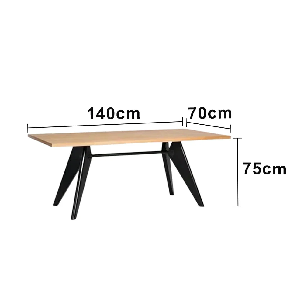 LUXORA 140/160cm New Zealand Pine Solid Wood Dining Table - Nordic Bauhaus Design, Thick Wood Top, Stable Metal Legs for Dining & Work Spaces - Natural & Black - Image 5