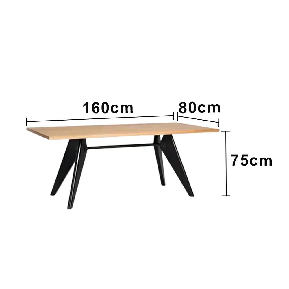 LUXORA 140/160cm New Zealand Pine Solid Wood Dining Table - Nordic Bauhaus Design, Thick Wood Top, Stable Metal Legs for Dining & Work Spaces - Natural & Black - Image 6