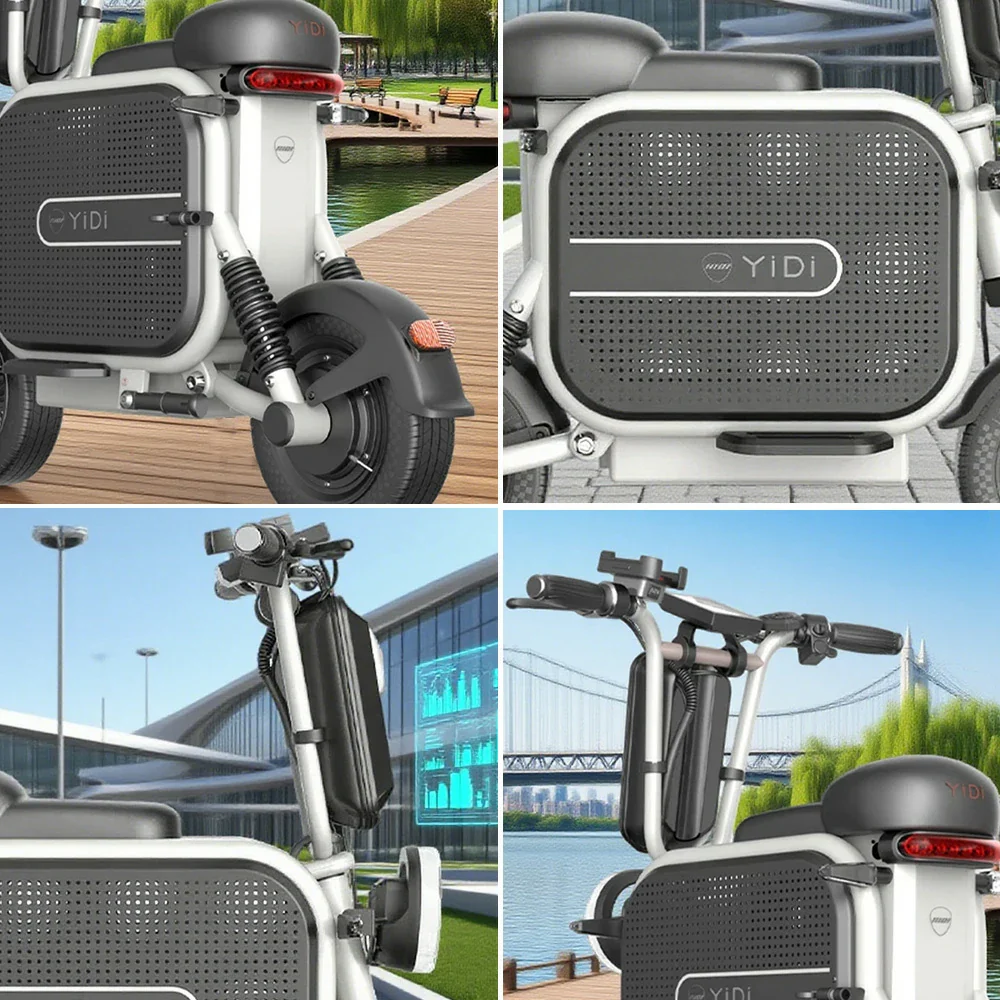 AKEZ Dudu10 500W 48V 13A Foldable Electric Scooter High-Carbon Steel Frame - Black & White - Image 3